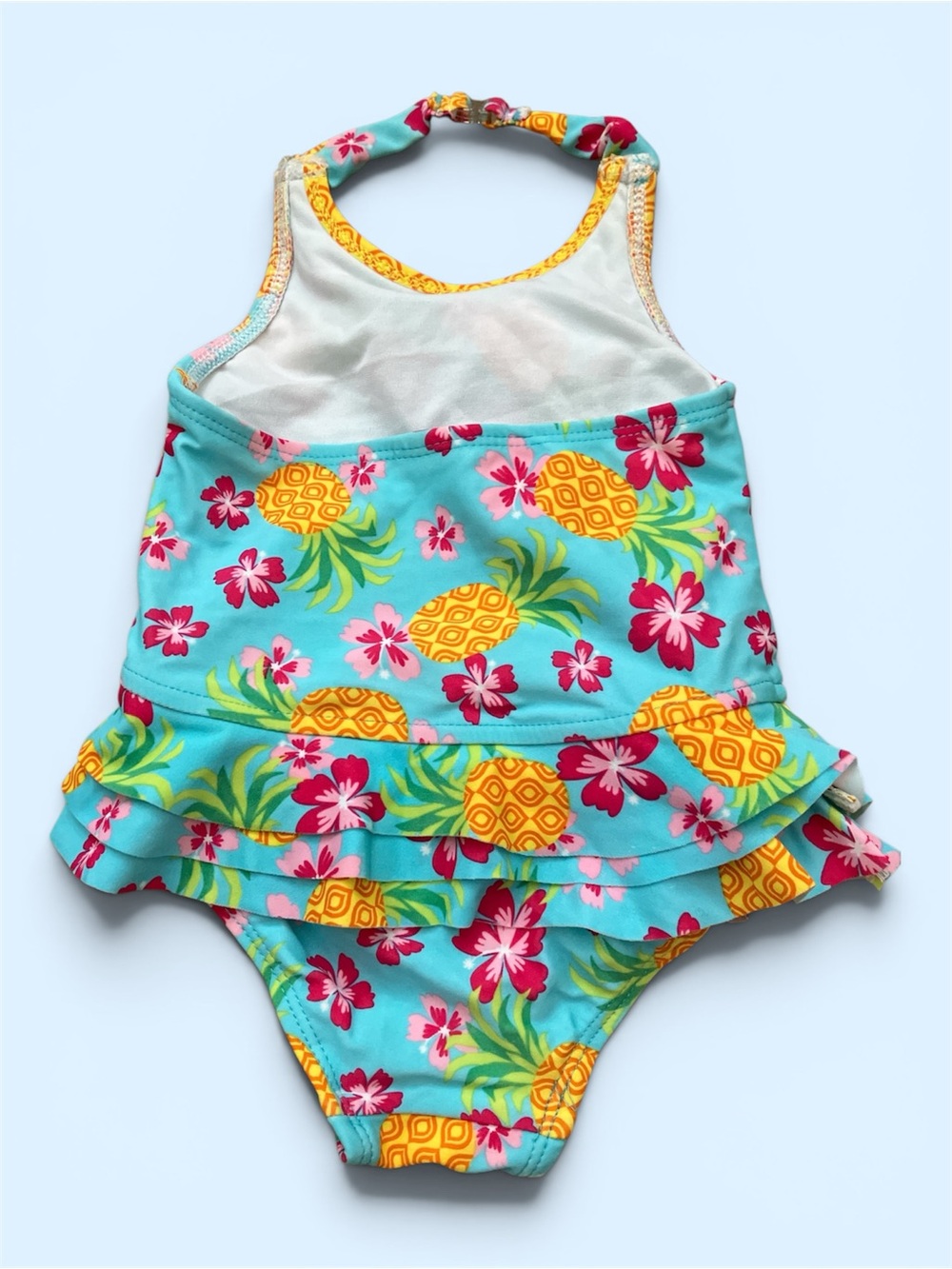 Circo Aqua Pineapple Ruffle Halter One-Piece Swimsuit UPF 50+ - Picture 2 of 2